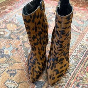 Sam Edelman Leopard-Print Ankle Boots in Brown and Black